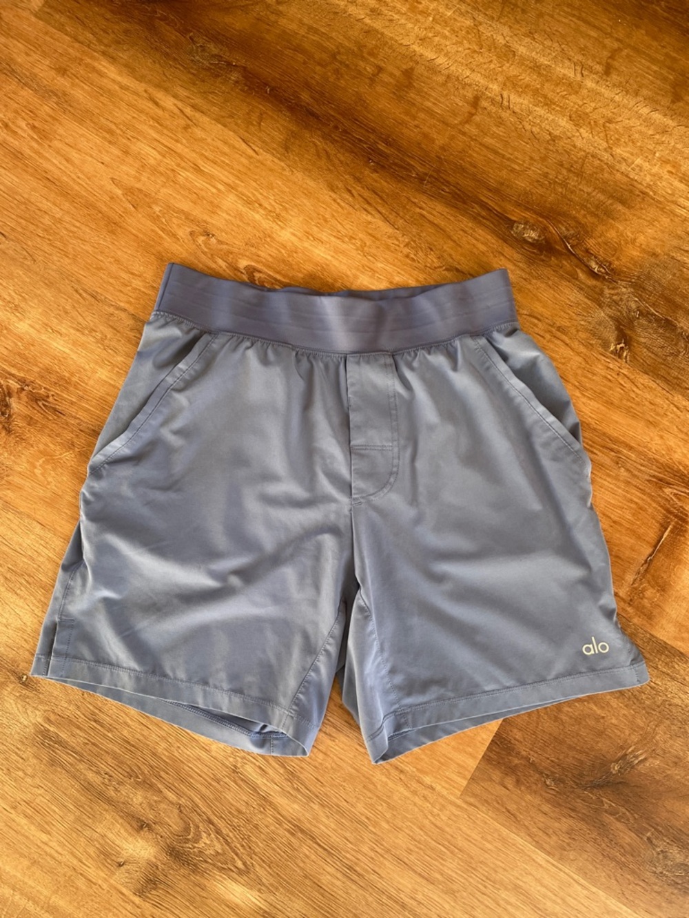 Alo Yoga Womens/Mens? Shorts Size Small Periwinkle Purple Logo Athleisure Tennis